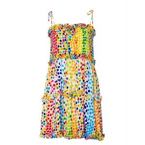 “Mochi” multi-coloured dot silk dress